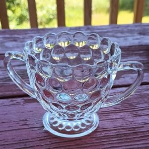 Vintage Clear Glass Double-Handled Sugar Dish